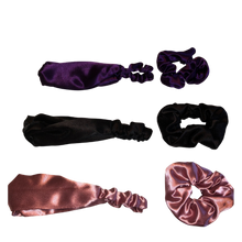 Load image into Gallery viewer, Headband + Set of 3 Satin Scrunchies
