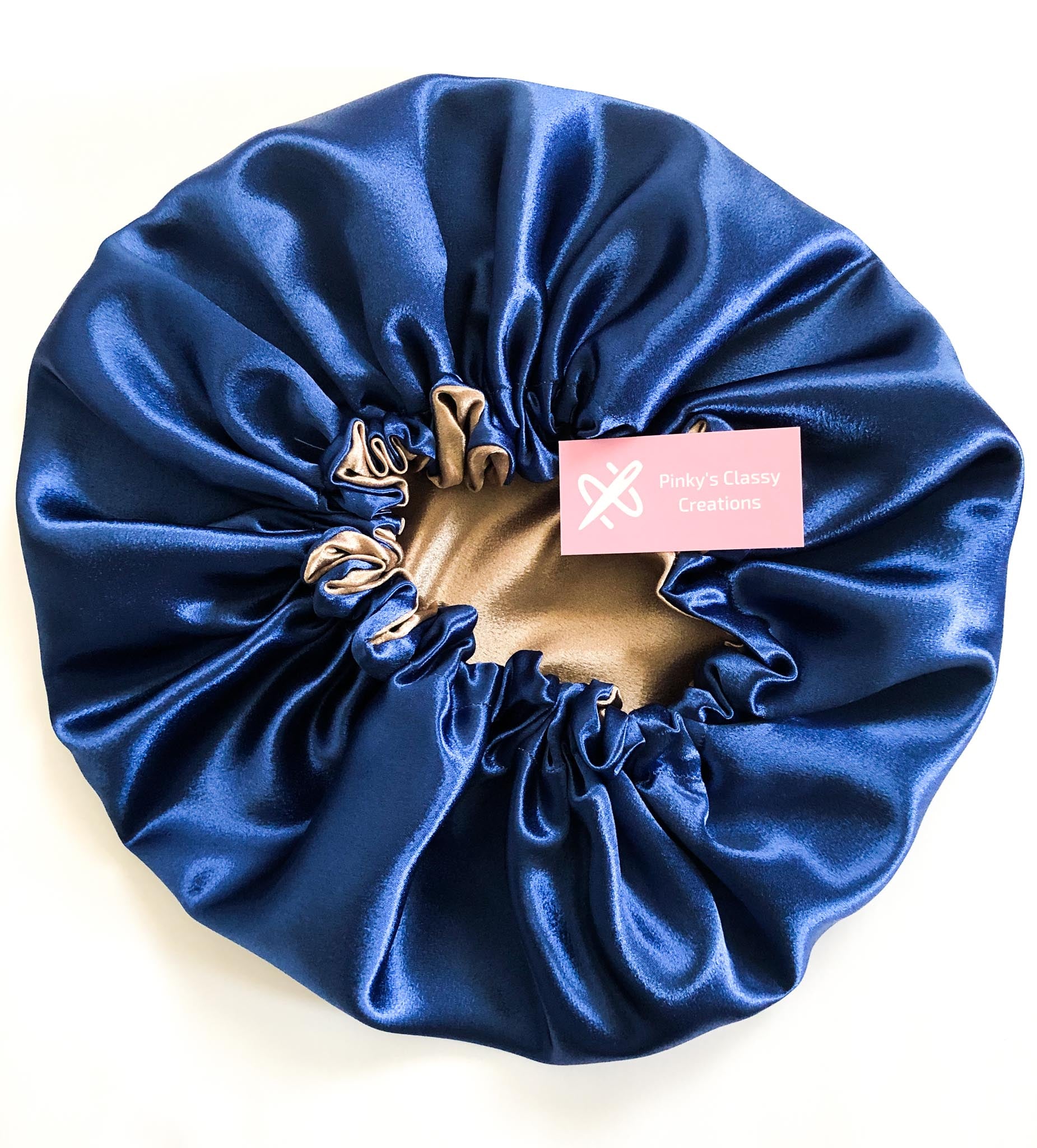 Blue Satin Hair bonnet + Satin Scrunchie ( Reversable Satin Night slee –  AfricanFabs